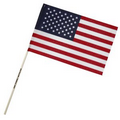 8" X 12" U.S. Cotton Flag on Imprinted 24" Wooden Staff